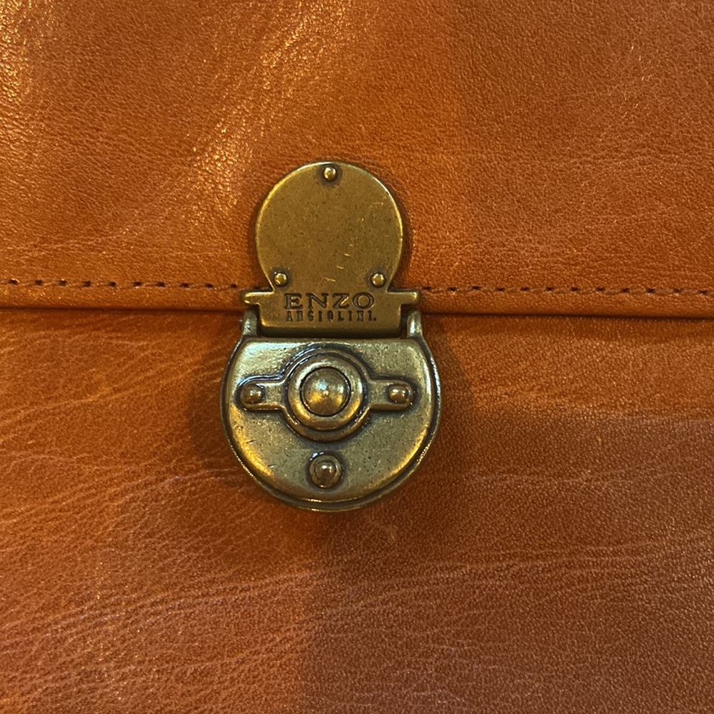 Enzo Angiolini Vintage Leather Crossbody Bag Cognac Mini Classic - Picture 3 of 11